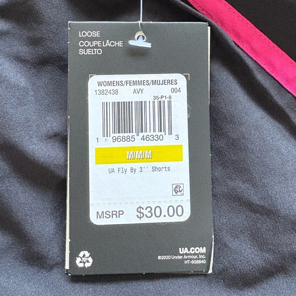 NWT Medium Under Armour Black & Pink Athletic Shorts Moisture-Wicking Fabric - Picture 10 of 13
